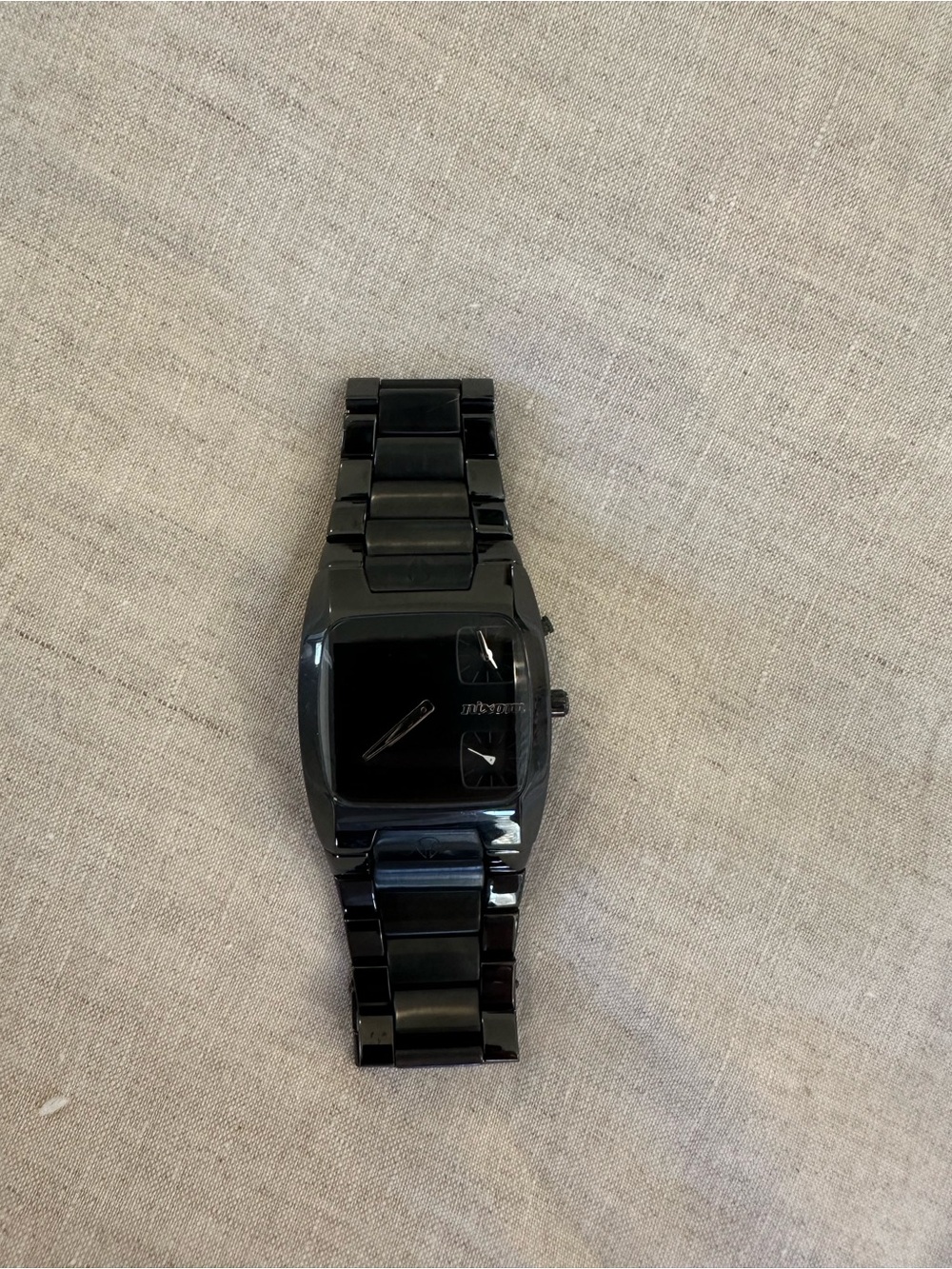 Nixon Count It “The Banks” All Black Stainless Steel Dual Time Watch 100mm
